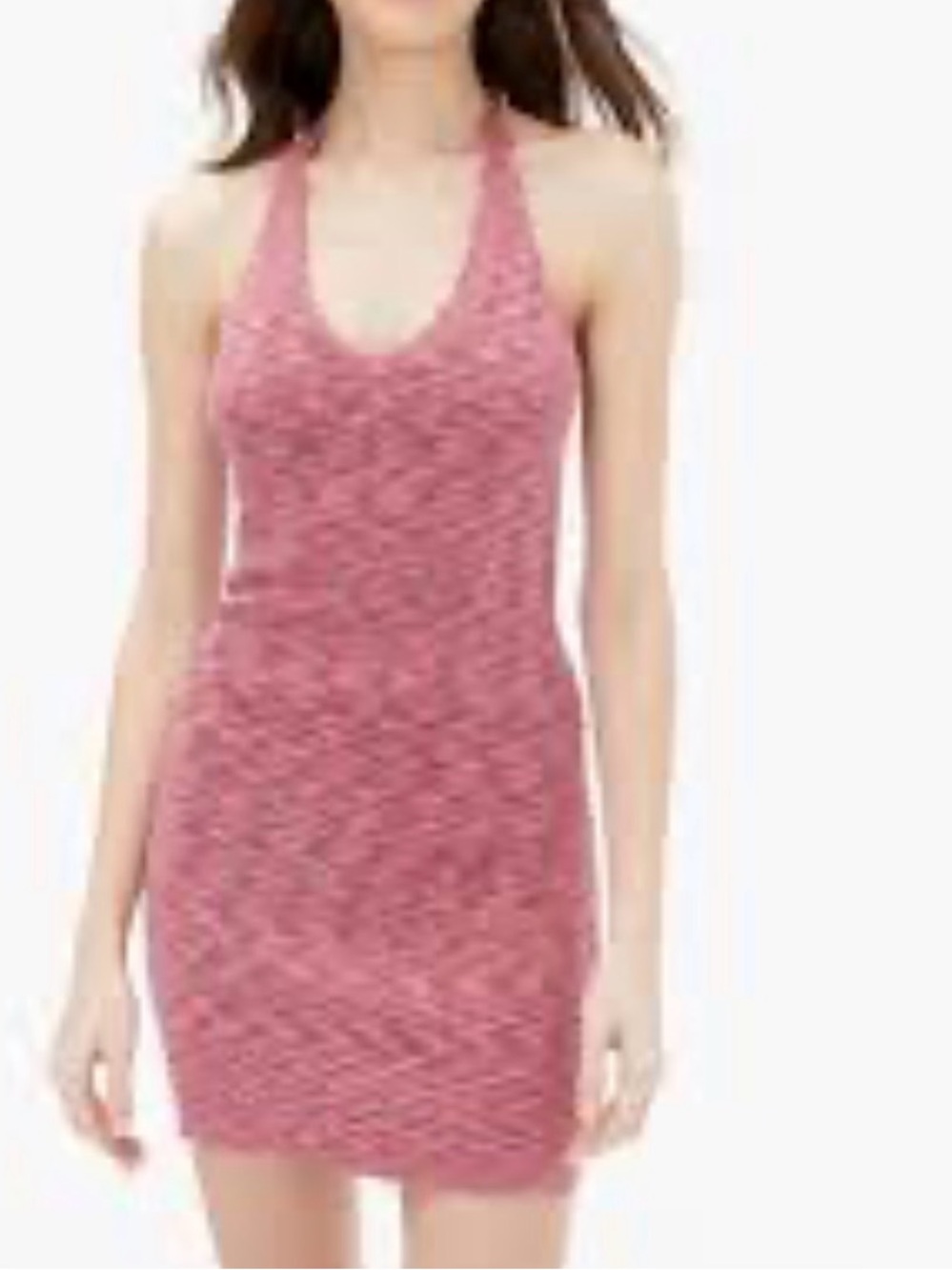 Aeropostale Y2K Inspired Space Dye Pink Halter V-Neck Mini Dress, Size S